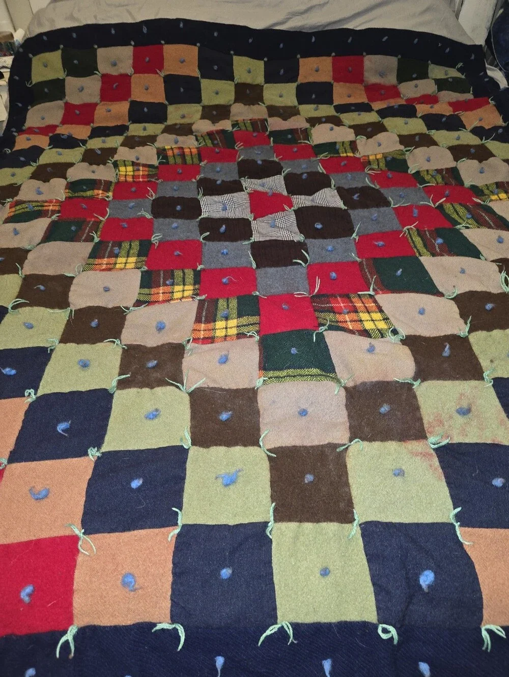Vintage Wool Patchwork Block Quilt